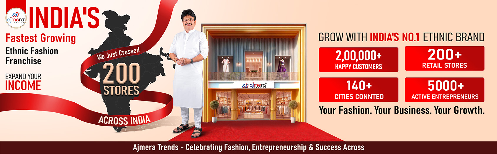 Ajmera Trebds 200 stores in Surat