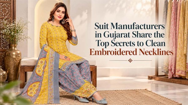 Suit Manufacturers in Gujarat Share the Top Secrets to Clean Embroidered Necklines