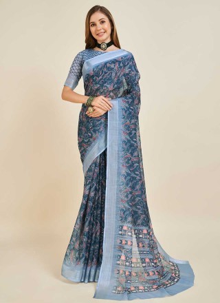 Printed Linen Saree Manufacturers in Surat
