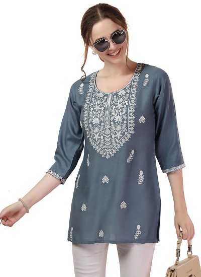 Long Chikan Kurtis for Office Wear – Bulk Orders Manufacturers, Suppliers in Surat